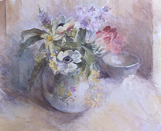 Vase of mixed spring flowers (w/c)  from Karen  Armitage