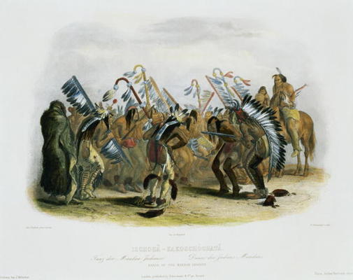 Ischoha-Kakoschochata, Dance of the Mandan Indians, plate 25 from volume 1 of `Travels in the Interi from Karl Bodmer