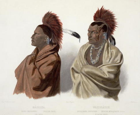 Massika, a Saki Indian, and Wakusasse, a Musquake Indian, plate 3 from Volume 2 of 'Travels in the I from Karl Bodmer