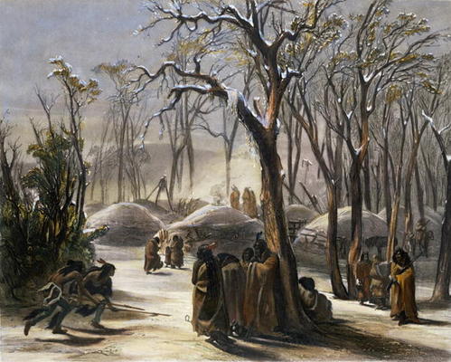 Winter Village of the Minatarres, plate 26 from Volume 2 of 'Travels in the Interior of North Americ from Karl Bodmer