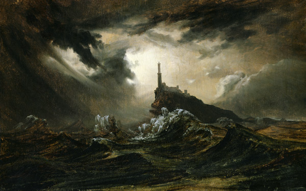 Stormy sea with Lighthouse from Karl Eduard Ferdinand Blechen