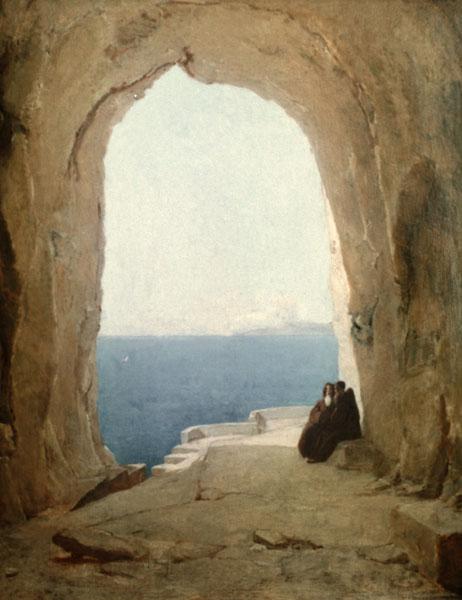 Grotto with Two Monks...