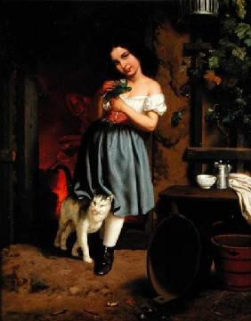 A Young Girl with a Cat