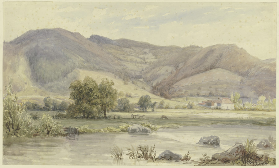 Flusslandschaft mit hohen Bergen from Karl Peter Burnitz