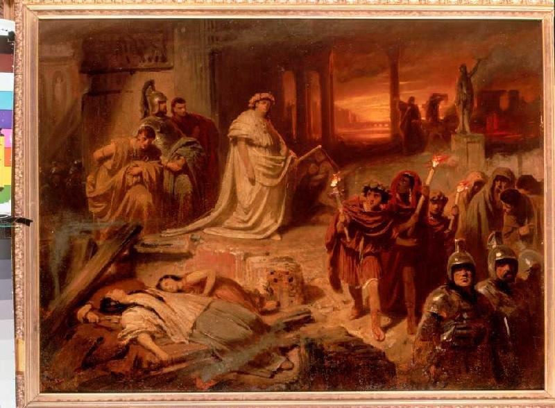 Nero auf den Trümmern des brennenden Rom. from Karl Theodor von Piloty