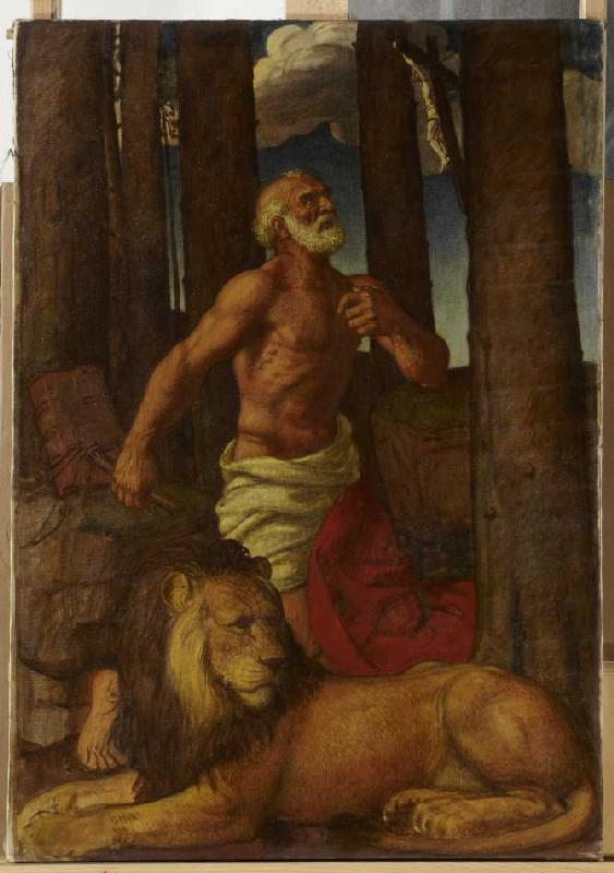 Der büßende heilige Hieronymus mit dem Löwen from Karl Friedrich (Fritz) Boehle