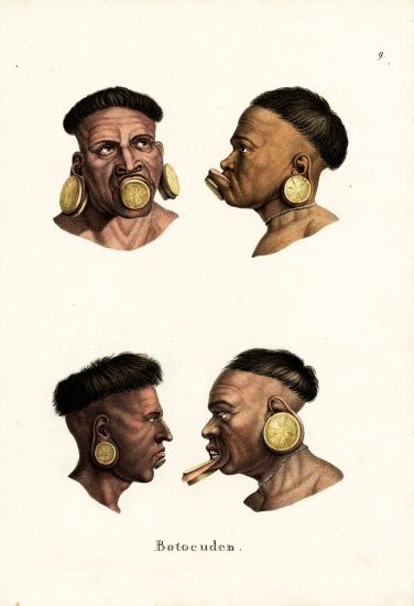 Botocudo People from Karl Joseph Brodtmann