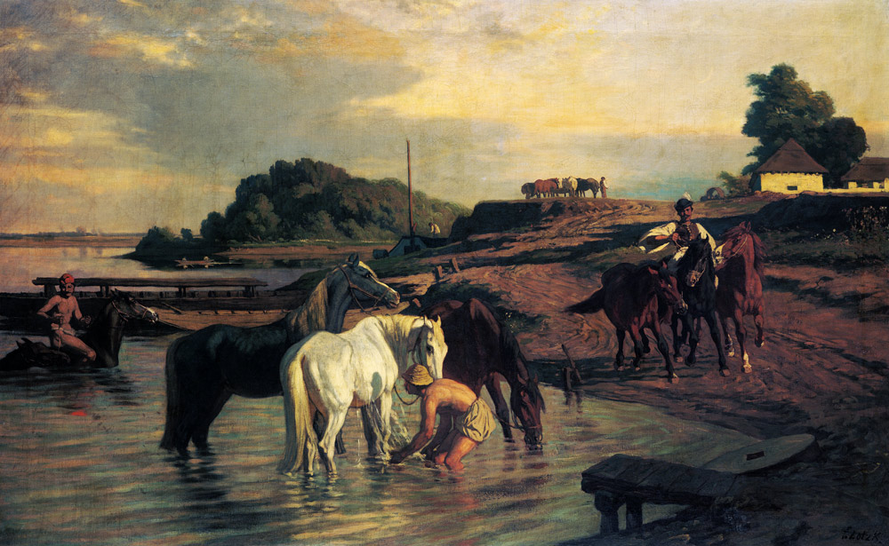 Pferde an der Theiss. from Károly Lotz