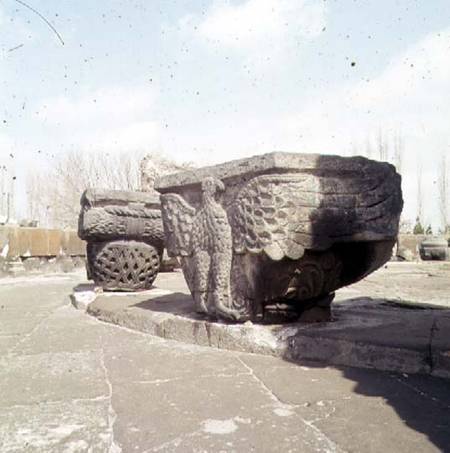 Eagle capital from the Armenian cathedral built from Katholikos Nerses III