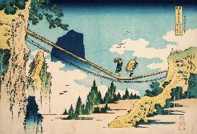 The Suspension Bridge Between Hida and Etchu (woodblock print)