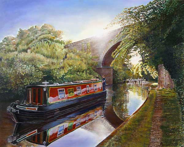 Kate Boat on the Grand Union Canal, 2001 (oil on canvas)  from Kevin  Parrish