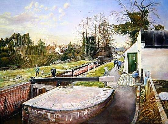 Lowsonford Locks, Stratford Canal, 2001 (oil on canvas)  from Kevin  Parrish