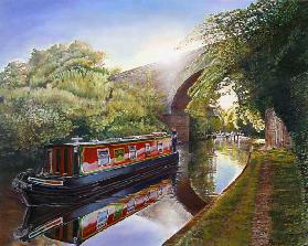 Kate Boat on the Grand Union Canal, 2001 (oil on canvas) 