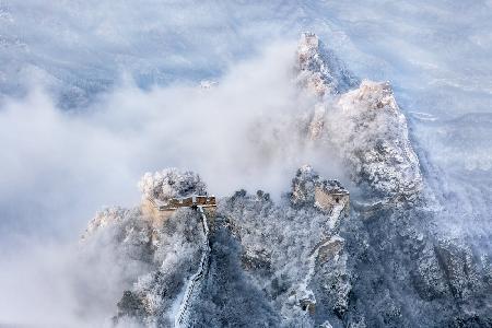 Die Große Mauer von Jiankou im Schnee