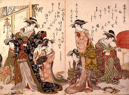 Courtesans at leisure from the 'Autographs of Yoshiwara Beauties' from Kitao Masanobu