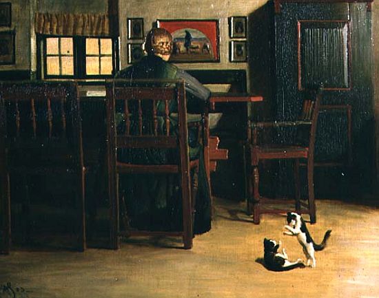 Interior with Playful Kittens from Knud Sinding