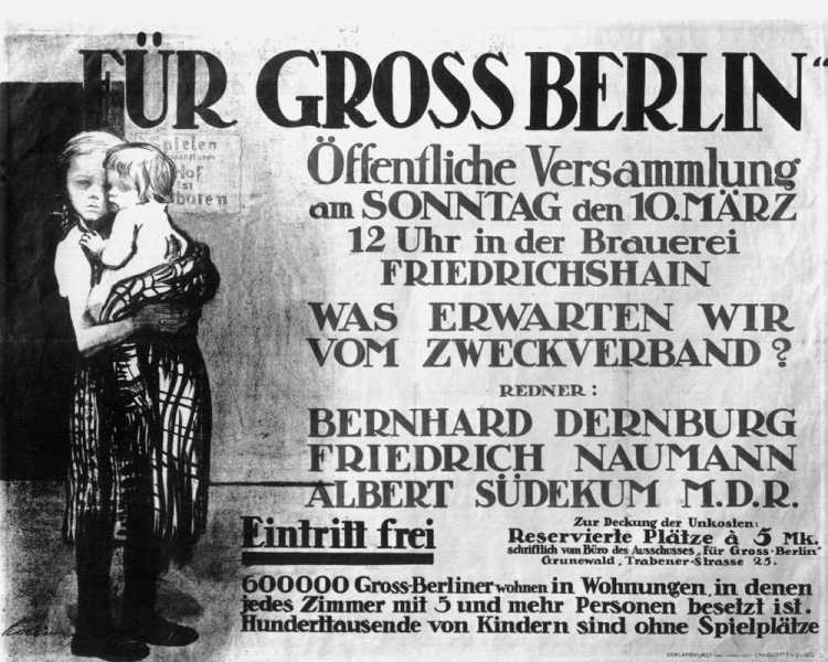Mit einer Zeichnung von Käthe Kollwitz wirbt 1912 der Ausschuss Für Gross-Berlin für öffentliche Ver from Kollwitz Käthe