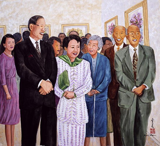 Exhibition (Former President and Madam Lee) 1995 (gouache on silk)  from Komi  Chen