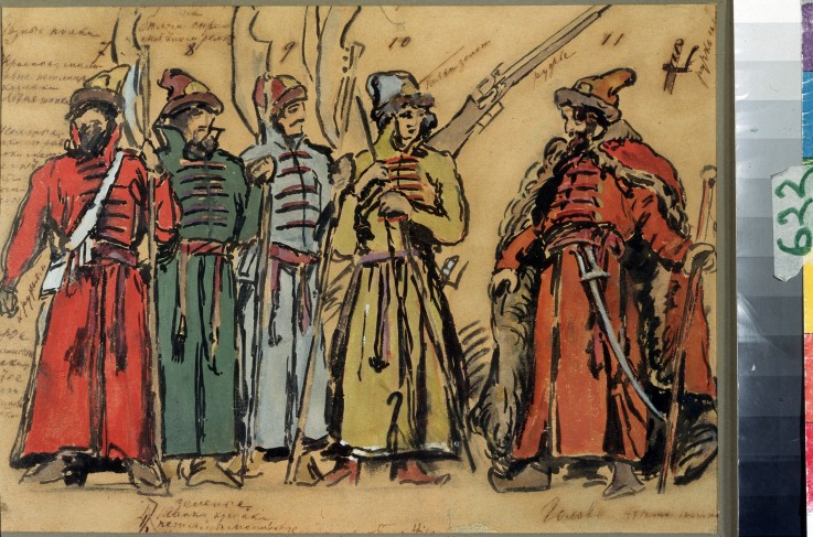 Costume design for the opera Khovanshchina by M. Musorgsky from Konstantin Alexejewitsch Korowin