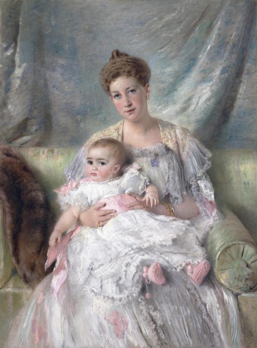 Portrait of Grand Duchess Maria Georgievna of Russia (1876-1940) with daughter Nina (1901-1974) from Konstantin Jegorowitsch Makowski