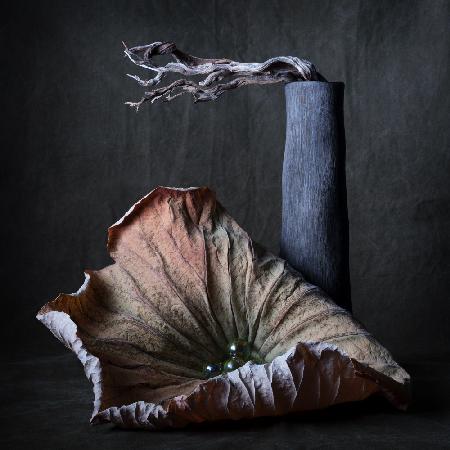 Lotusblatt mit Vase
