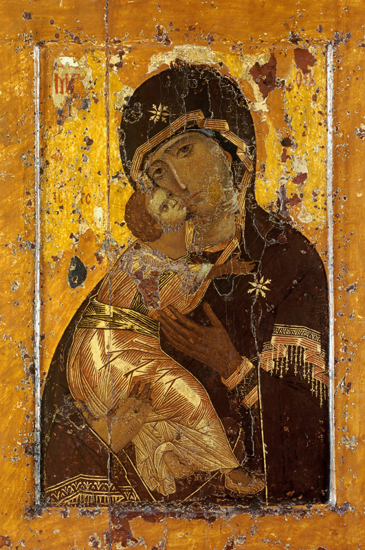 Gottesmutter von Wladimir (Detail) from Konstantinopel Ikonenmalerei