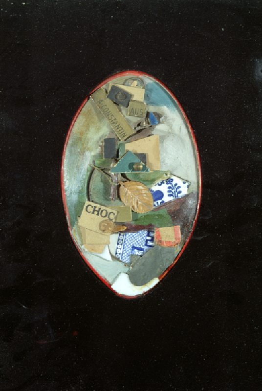 Mirror (mixed media on ivory with velvet surround) from Kurt Schwitters