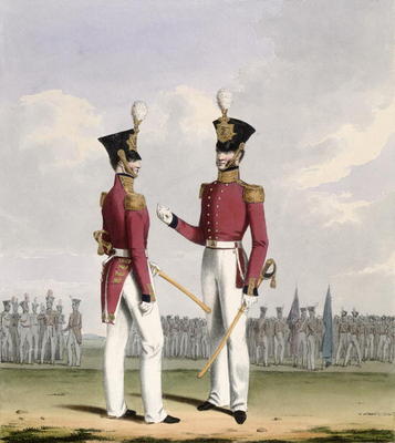 Field Officers of the Royal Marines, plate 2 from 'Costume of the Royal Navy and Marines', engraved from L. and Eschauzier, St. Mansion