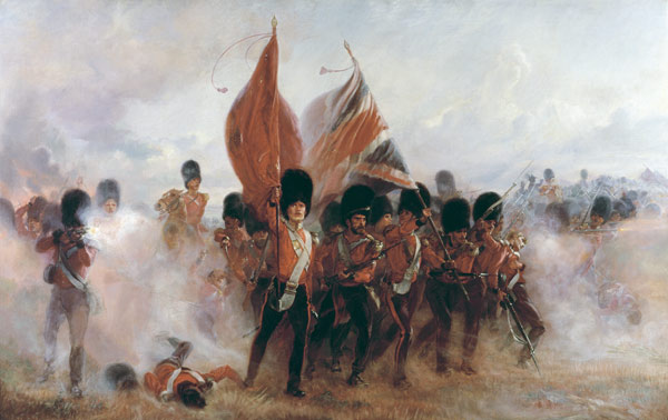 Scots Guards saving the Colours at Alma, 1854 from Lady (Elizabeth Southerden Thompson)  Butler