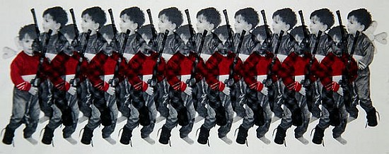 Boy Soldiers, 1996 (silkscreen on cotton)  from Laila  Shawa