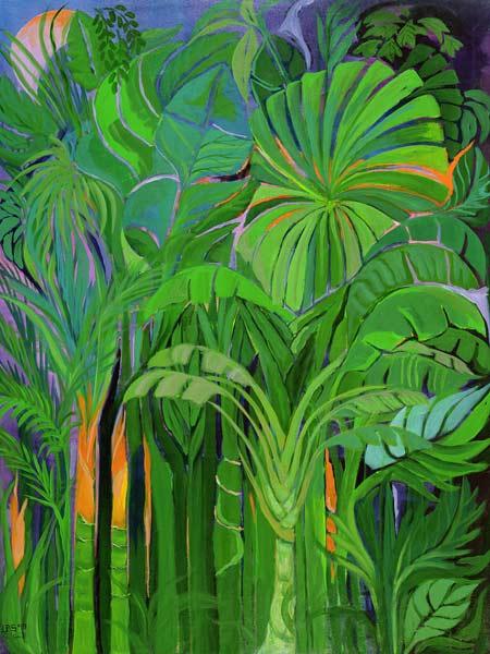 Rain Forest, Malaysia, 1990 (acrylic on canvas) 