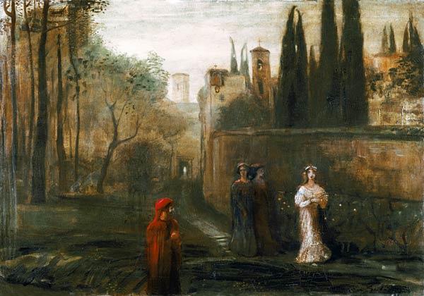 Die Begegnung von Dante und Beatrice from Lajos Gulácsy