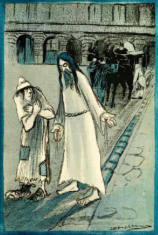 The Misunderstood - Jesus Christ and Marianne are left out in the cold night, 1905. (litho) from Leal de Camara