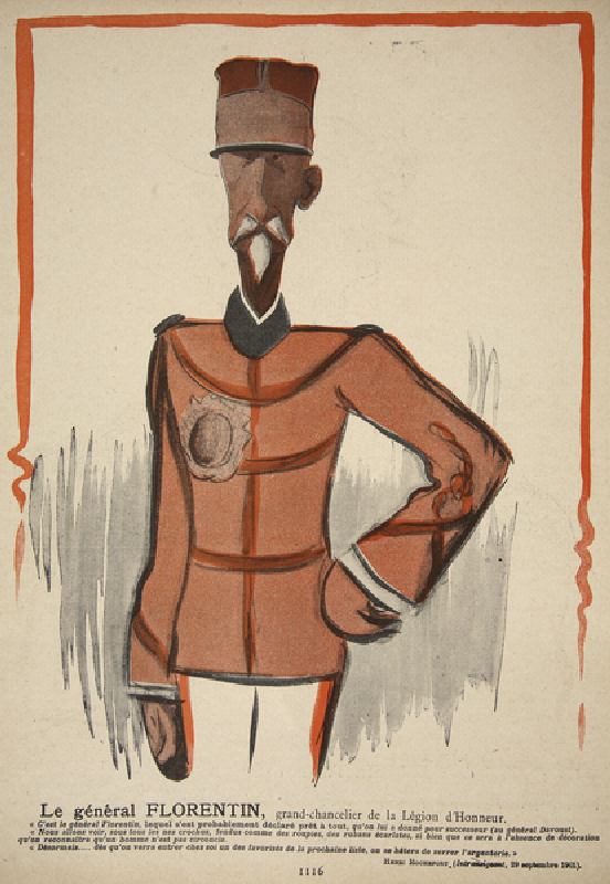 General Florentin, Chancellor of the Legion of Honour, illustration from Lassiette au Beurre: Nos Ge from Leal de Camara