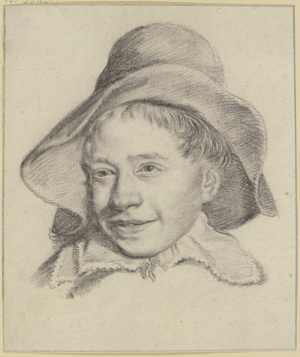 Kopf eines lachenden Knaben mit großem Hut und Kragen from Leendert van der Cooghen