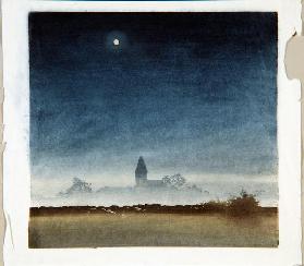 Moonlit Landscape, c.1920 (woodblock)