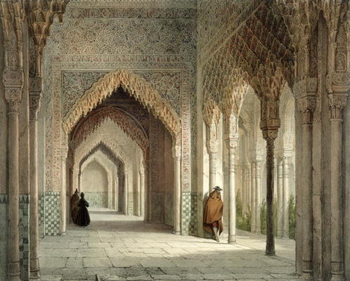 The Court Room of the Alhambra, Granada, 1853 (litho) from Leon Auguste Asselineau