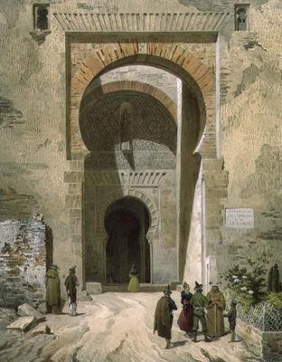 The Gate of Justice, entrance to the Alhambra, Granada, 1853 (litho) from Leon Auguste Asselineau