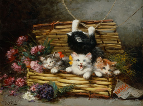 Ein Korb voller Katzen from Léon Charles Huber
