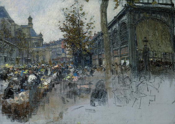 Study for Les Halles, 1893 (pastel on card) from Leon Lhermitte