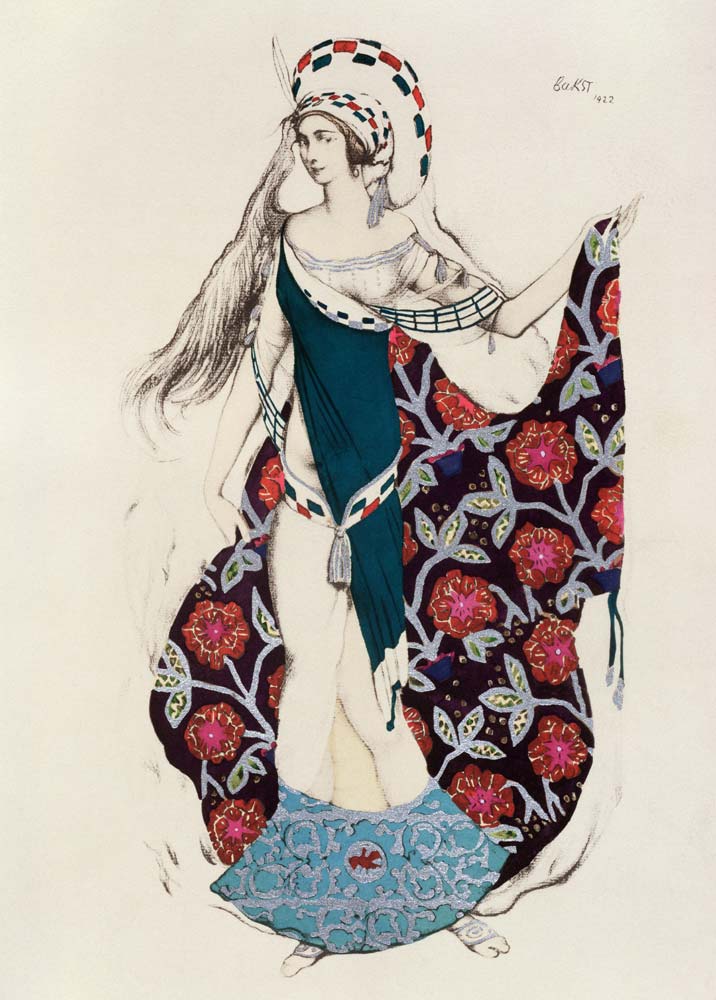Costume design for a woman, from Judith, 1922 (colour litho) from Leon Nikolajewitsch Bakst