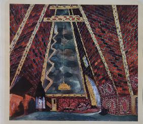 Stage design for the ballet Thamar by M.A. Balakirev