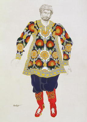 Costume design for a man, from Sadko, 1917 (colour litho) from Leon Nikolajewitsch Bakst