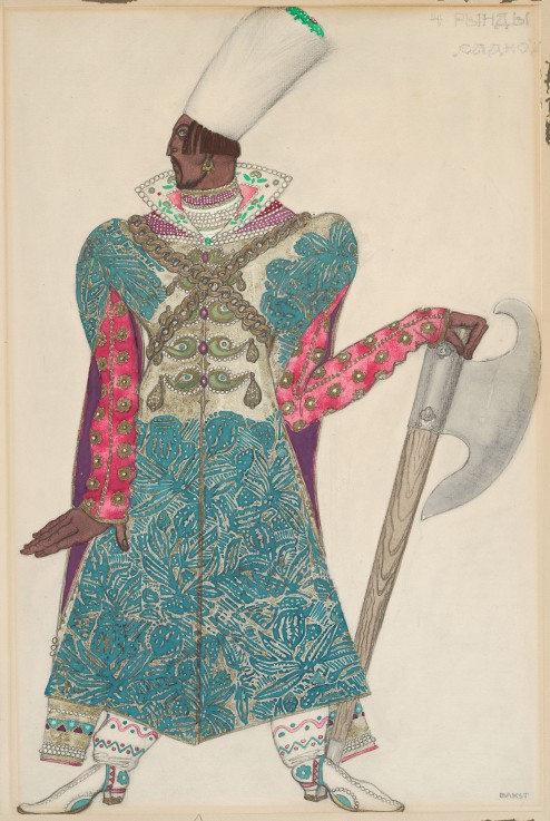 Rynda. Costume design for the opera Sadko by N. Rimsky-Korsakov from Leon Nikolajewitsch Bakst