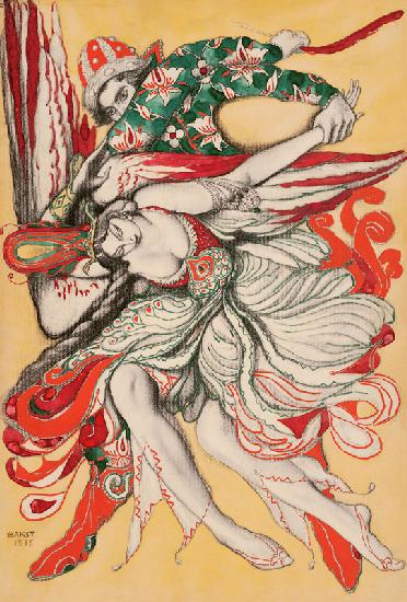 Poster design for the ballet "The Firebird" ("L'Oiseau de feu") by I. Stravinsky