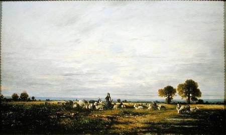Shepherdess watching her Flock from Leon-Victor Dupre