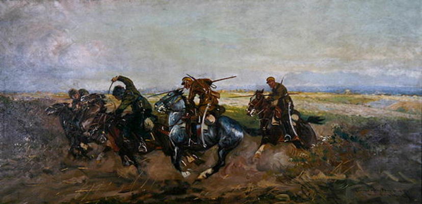 Polish Lancers attacking Russians, 1920 (oil on canvas) from Leonard Winterowski