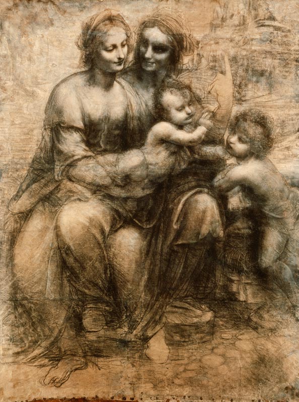 Die Jungfrau und Kind mit der Heiligen Anne und dem Heiligen John, den Baptisten from Leonardo da Vinci