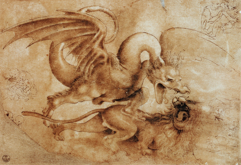 Kampf zwischen einem Drachen und einem Löwen from Leonardo da Vinci