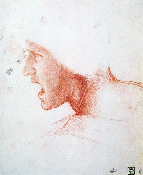 Study of a Warrior's Head for the Battle of Anghiari from Leonardo da Vinci
